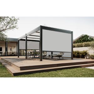 Store vertical ZIP avec coffre intégral haute résistance au vent guidage par coulisses zippées - Armature Gris anthracite RAL 7016 - Vénus 1970 - Sunny Inch