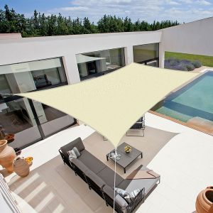 Voile d'ombrage rectangulaire 280g/m² - 5 x 3 m - Haute densité résistante au vent - Tissu micro-aéré