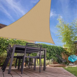 SUNNY GUARD Voile d'ombrage Triangulaire 3.6x3.6x3.6m HDPE Respirant Anti UV pour Jardin Terrasse Balcon Crème 