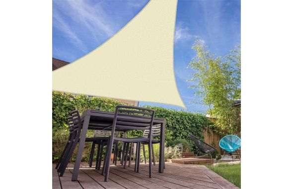 Store de jardin triangulaire a voile 5 x 5 x 5 x 5 m vert