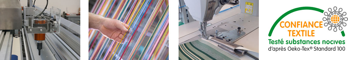 Confection de nos propres toiles de stores bannes dans notre usine