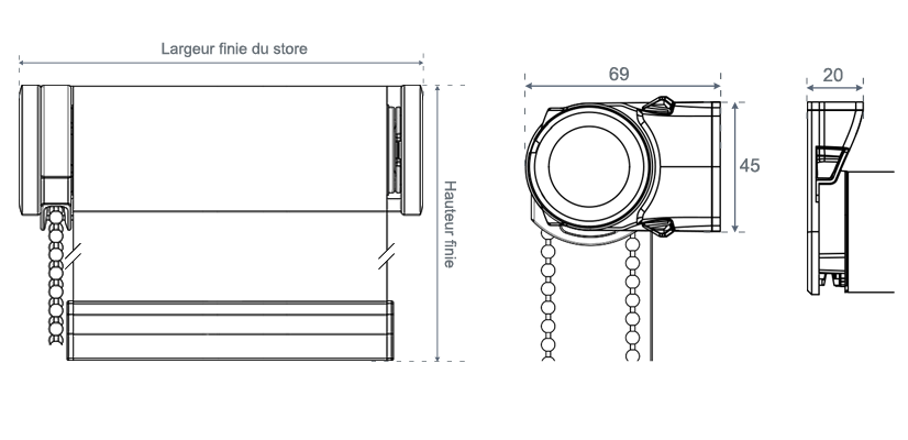 encombrement du store enrouleur intérieur venus 610 sunny inch