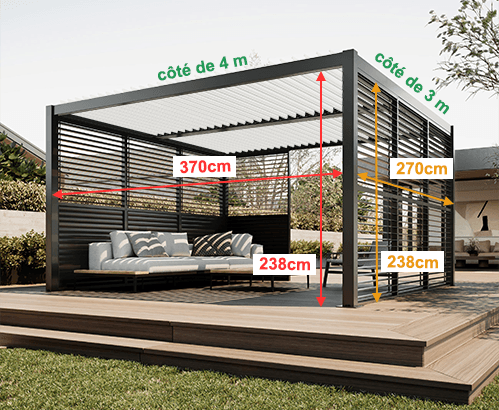 mesure pour brise soleil colissant blanc pour pergola BSO 9631 sunny inch 