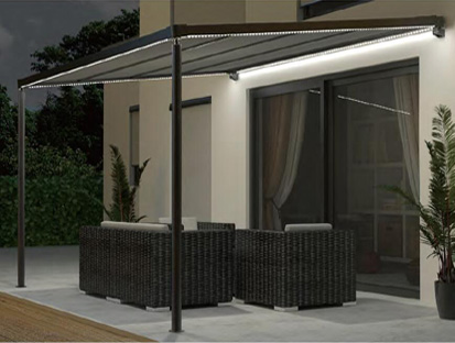 pergola avec toile rétractable électrique pluton 5600 sunny inch