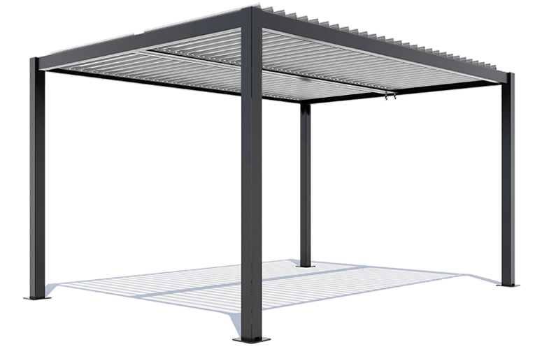 pergola bioclimatique autoportante à lames orientables en aluminium 300 x 300 cm armature gris anthraicte sunny inch