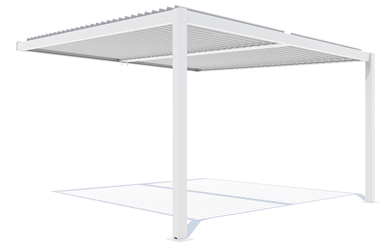 pergola bioclimatique adossée 300 x 300 cm à lames orientables en aluminium Pluton 5710 sunny inch