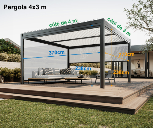 mesure pour store vertical zip 270 x 238 cm pour pergola vénus 1970 sunny inch 