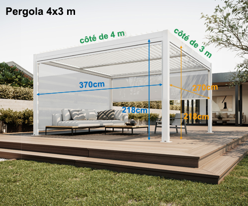 mesure pour store vertical zip 370 x 218 cm pour pergola vénus 1970 sunny inch 