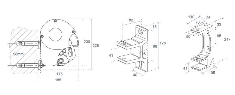 Dessins et schémas techniques d'encombrement de stores