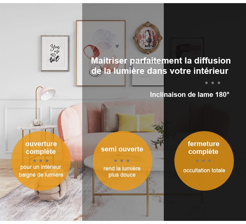 Store intérieur occultant à lame orientable sunny inch